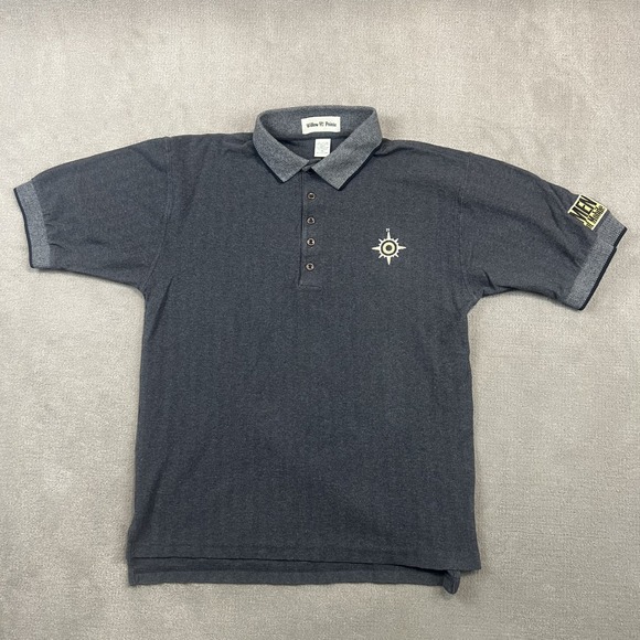 Willow Pointe Size M Mens Gray Herringbone Polo Shirt Compass Men of Mobile — photo 2